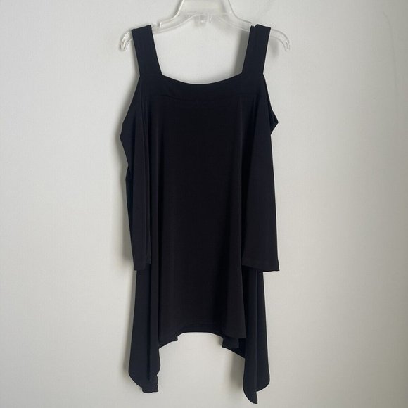 Clara Sun Woo Black Signature Cold Shoulder Soft Knit Tunic - Picture 3 of 5